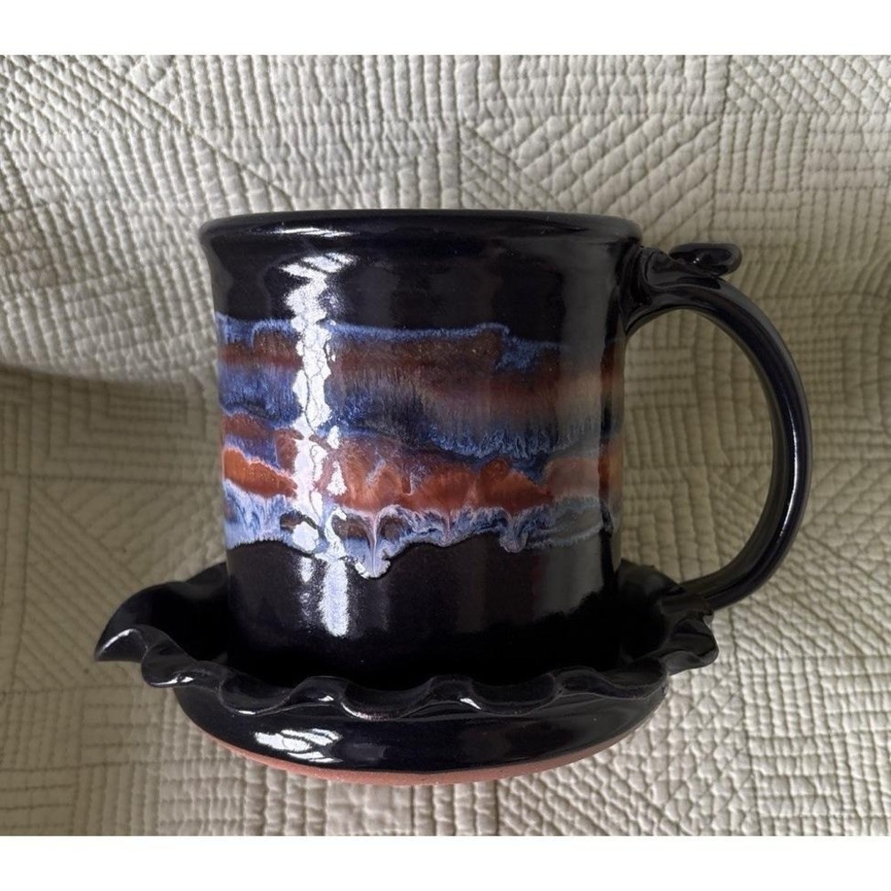 Artisan Table Pottery Bacon Cooker Handmade & Signed By The Artist 5.5x8" Heavy